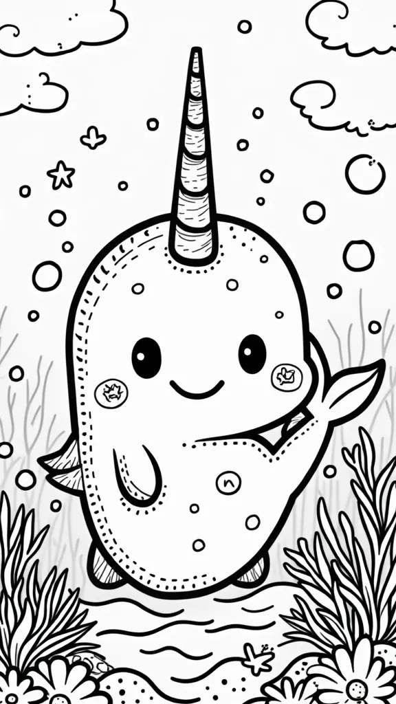 cute narwhal coloring pages